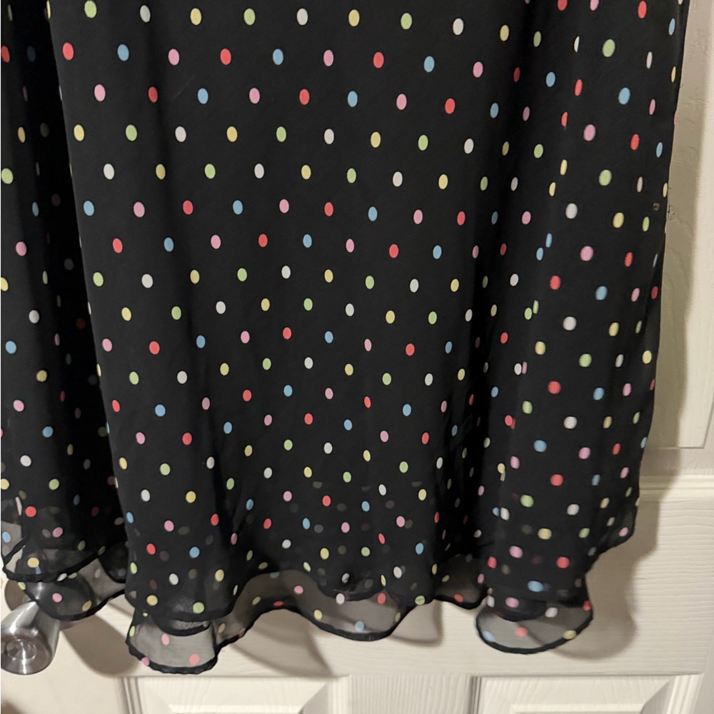 ❄️George Black A-Line Skirt with Multicolor Polka Dots - Picture 3 of 3